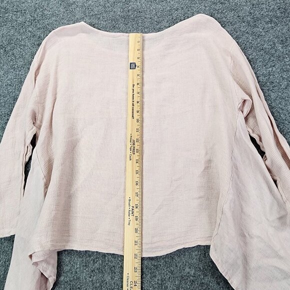 Made in Italy Cotton Linen Sharkbite Hem Lagenlook Blouse Pink Top One Size - Picture 9 of 11